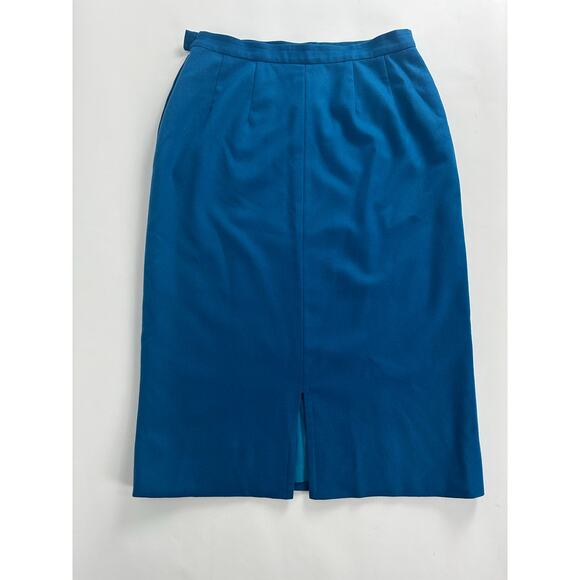 Vintage Pendleton Size 12 100% Wool Midi Length Straight Pencil Skirt Blue - Picture 9 of 10